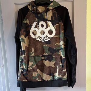 686 Men's Camouflage and Black Hoodie